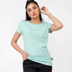 Whole Sale <b>Ladies</b> <b>Summer</b> Slim Fit Short Sleeve High Quality Solid Color Women Casual Wear Cotton <b>T</b> <b>Shirts</b> Breathable Customized - Product Image 1