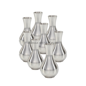 Jarrones de metal de lujo en llamativo color azul y blanco con forma cilíndrica única con acabado brillante para una decoración elegante del hogar - Product Image 5