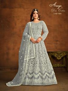 New Heavy Designer Wedding Party Festive <strong>Net</strong> With Embroidery Sequence Work Fancy <strong>Anarkali</strong> Gowns for Fashionable Women Outfit - Product Image 4
