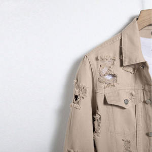 Hot Selling Spring <b>Summer</b> Fashion Distressed Embroidery <b>Men's</b> 100% Cotton Waterproof Windproof Denim <b>Jacket</b> Latest Design - Product Image 3