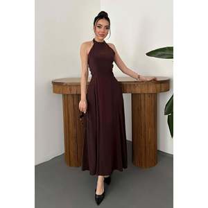 Vestido Halter Marrón - Marrón - Product Image 1