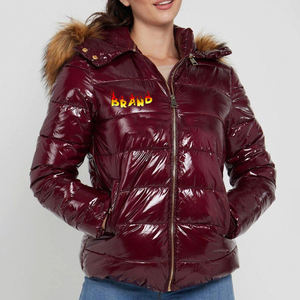 Nouveauté 2026 : Blousons d'hiver matelassés pour femmes, couleur marron brillant, tissu respirant, rembourrage en coton, fermeture éclair, style à capuche - Product Image 5