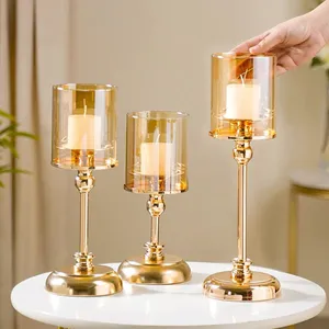 Premium Gold-Plated Metal <b>Candle</b> Stand Elegant Design for Home and Event Decor Dining Table and Living Room Wholesale - Product Image 3