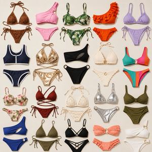 Ensemble de bikini floral personnalisé pour femmes OEM ODM Marque privée Spandex/Nylon avec rembourrage amovible et bas de bikini string deux pièces - Product Image 1