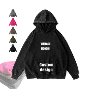 Sweat à capuche vintage brodé avec logo personnalisé pour hommes pull surdimensionné en coton lavé 100% poids du tissu 350 g/m² pour la saison d'automne - Product Image 3