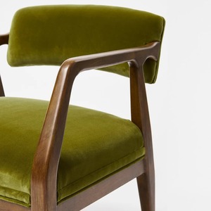 Fauteuil Payne en bois de teck massif de haute qualité avec velours vert olive adapté à une utilisation intérieure ou extérieure. - Product Image 2