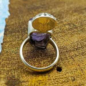 Anillo DE BODA hecho a mano de plata de ley 925, amatista suave de forma libre, piedra preciosa de cobre púrpura, tipo cabujón fino, joyería, fiesta informal - Product Image 2