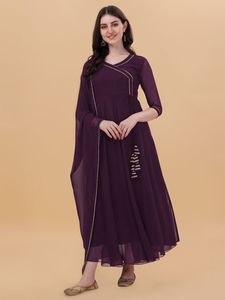 Robe georgette lourde et belle la plus tendance avec un beau côté latkan et moins de frontières exportateur de mode pour femmes à vendre - Product Image 6