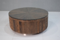 Table basse ronde de style industriel moderne, écologique, de qualité supérieure, base en fer, plateau en bois, meubles pour la maison, hôtel, restaurant, café