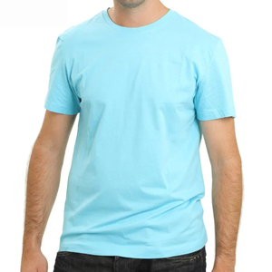 Camisetas de Cuello Redondo para Hombre, Marca de Ropa, Mezcla de Algodón, Azul Liso, Manga Corta, Estilo Casual, Camisetas Lisas para Hombre y Chico - Product Image 3