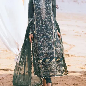 ชุดอินเดียสำหรับผู้หญิง3ชิ้นพร้อมที่จะสวมใส่ชุดสนามหญ้าสามชิ้นผ้าฝ้ายพิมพ์ลาย cambric