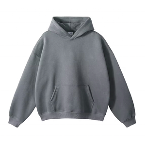 Sudadera con capucha de invierno de algodón pesado Unisex personalizable de gran tamaño Boxy Fit sudadera de lana con estampado sólido para hombres impresión personalizada - Product Image 5