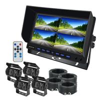 Système de caméra de recul pour camion AHD 4 canaux 7 pouces | Vision nocturne super 1080P | Prise d'aviation à 4 broches | Kit de Moniteur Étanche IP69K pour Bus