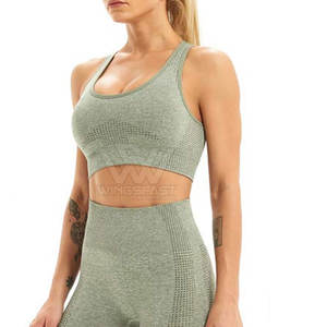 Gran oferta, conjunto de Yoga para mujer de alta calidad, patrón sólido con logotipo frontal, el mejor precio al por mayor para adultos - Product Image 5