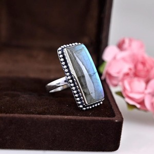 <b>Labradorite</b> Gemstone <b>Ring</b> Jewelry for Women Silver Boho Style Jewelry 925 Sterling Silver Trending Handmade <b>Ring</b> Gift for Her - Product Image 5