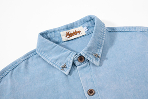 Camisa Casual de Manga Corta para Hombre, Color Azul Claro, con Botones, Logotipo Bordado en la Parte Delantera, Tejido Twill Transpirable para Verano - Product Image 5