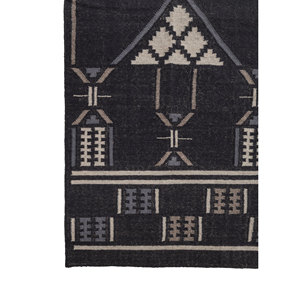 พรมขนสัตว์ลายเรียบสีเทาและสีดำแบบเบดูอิน ลายเรขาคณิตสำหรับตกแต่งบ้าน-SDWL-905 - Product Image 4