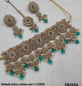 Chapado en oro antiguo hermoso impresionante circonita cúbica cristal colgante gota gargantilla collar de boda joyería con pendientes para mujer - Product Image 2