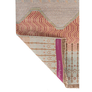 Alfombra Manchaha Azul de Lana y Seda de Bambú Anudada a Mano, 10 mm de Grosor, Patrón Geométrico Abstracto para el Hogar, Pasillo, Modelo Rectangular-Les-2779 - Product Image 5