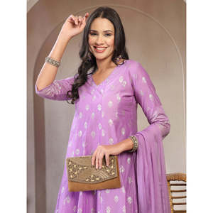 Conjunto de Kurta y Sharara de Chifón Estampado para Mujer, Primavera/Verano, con Dupatta - Product Image 5