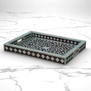 À PROPOS INLAY TRAY PLATEAU DE SERVICE FAIT À LA MAIN LUXE Bone Inlay Ramadan Breakfast Food Fruit Coffee Tea Decorative Tray - Product Image 3