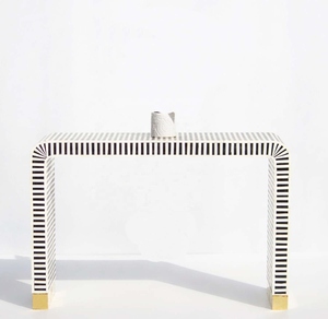 Mesa de consola con incrustaciones de hueso impresionante hecha a mano, otomanos, funcionalidad de belleza atemporal para hoteles, salas de estar, dormitorios - Product Image 1