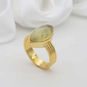 ODM personnalisable bague en laiton plaqué or à la mode citron Quartz forme ovale vente directe pour hommes femmes bagues de fiançailles de mode - Product Image 4