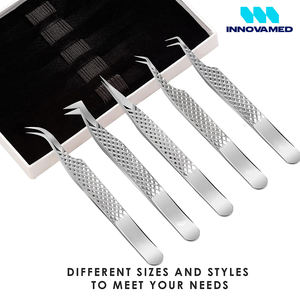 Pinces à épiler de précision en acier inoxydable durables anti-magnétiques Renouvelables de haute qualité Ensemble de 5 pièces pour les extensions de cils - Product Image 2