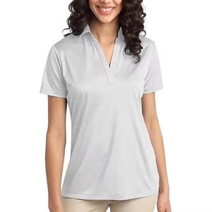 100% algodón poliéster logotipo personalizado ajustado para mujer Polo Casual sólido Oxford manga larga corta colorido bordado - Product Image 3