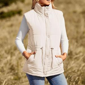 Chaleco acolchado para mujer con cremallera, cuello levantado, sin mangas, acolchado, chaqueta, abrigo con bolsillos - Product Image 3