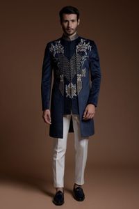 DESIGNER ZARI & RESHAM EMBROIDERY <b>WORK</b> on SHERWANI WITH PANT DRESS & ALSO MATCHING <b>SHOE</b> WITH DRESS for PARTY-WEAR/WEDDING @ 2023 - Product Image 2