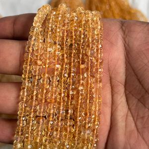 Cuentas de Citrino 100% Genuinas de 4mm a 7mm, Facetadas en Forma de Rondelle, Amarillas de Alta Calidad para la Elaboración de Joyería Fina, Más de 50 Años de Experiencia - Product Image 2