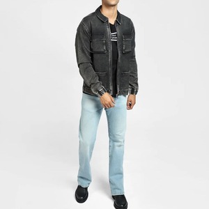 Nueva chaqueta de lona con logotipo personalizado de alta calidad 2025, diseños OEM, chaqueta vaquera de invierno para hombre, chaqueta vaquera con cremallera polar - Product Image 3