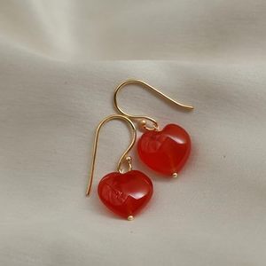 Pendientes de aro envueltos en alambre de cornalina | Aros de piedras preciosas hechos a mano chapados en oro, joyería de declaración Bohemia atrevida y elegante - Product Image 4