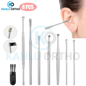 KAHLU ORTHOPEDIC Lot de 8 kits d'enlèvement de cire d'oreille en acier inoxydable et boîte de rangement portable Outils de nettoyage d'oreille Kit de cire d'oreille - Product Image 2