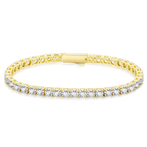 Bracelet Tennis Classique 3mm 4mm, Bijoux Élégants, Cadeaux, Plaqué Or 14K, Zircon Cubique AAAAA Taille Ronde, Style Iced Out, pour Femmes et Hommes - Product Image 1