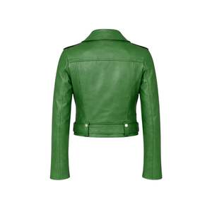 Veste de motard en cuir vert pour femme, identifiée dans certains cas comme la veste en cuir Commando Cactus Green - Product Image 5