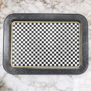 Bandeja de servicio de madera de tablero de ajedrez de 310x430mm, plato de Metal Rectangular para servir alimentos - Product Image 1