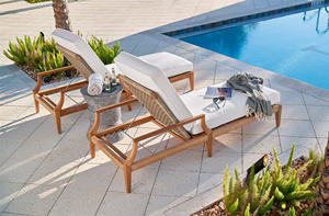 Lits de soleil en bois d'hôtel de haute qualité meubles d'extérieur chaises longues piscine chaise longue en teck - Product Image 6