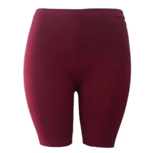 Shorts de sport taille haute pour femme, couleur unie, coupe ajustée, respirants, en tricot de spandex et polyester, avec taille élastique - Product Image 2