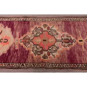 Turkish Vintage Herki Rug 2.8x11.9 ft (84x363 cm), <b>Red</b> Patchwork <b>Wool</b> Rug - Product Image 4