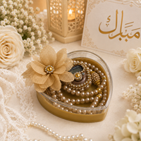 Ensemble de compteur numérique Tasbih doré avec boîte en mica en forme de cœur, Zikirmatic, pour mariage islamique, cadeau de Ramadan, Mevlut, Hajj, Omra, emballage cadeau