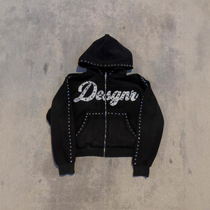 Sweat-shirt à capuche avec fermeture éclair à chaud, style rétro américain, pour hommes et femmes - Product Image 1