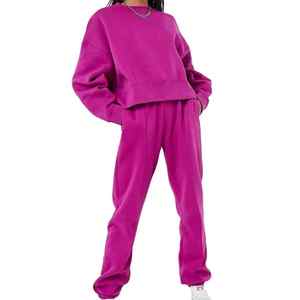 Custom Brand Logo Regular Fit Jogger Sets Quality Cotton <b>Polyester</b> Fleece <b>Tracksuits</b> for Women - Product Image 2