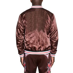 Comprar 100% chaquetas de bombardero de satén de seda Casual béisbol Rib Collar Trim chaqueta de diseño personalizado para los hombres - Product Image 2