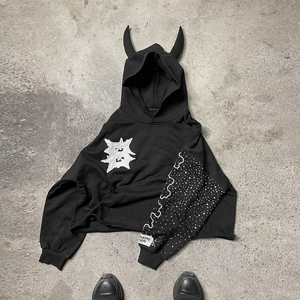 Custom Full Rhinestone High Quality <b>Zip</b> <b>Up</b> French Terry Heavyweight Street Wear Boxy Fit Hoodie - Product Image 6