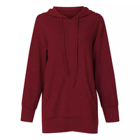 Venta al por mayor de alta calidad de las mujeres Vestido largo con capucha y sudaderas vestido de invierno temporada de peso pesado más largo con capucha de algodón polar