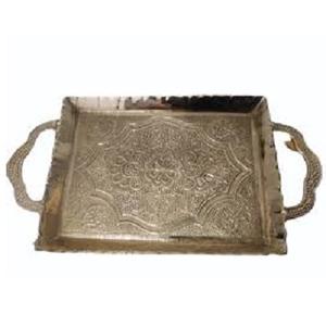 Plateau de service en laiton de conception royale avec logo personnalisé plateau de service tendance pour restaurant à domicile plateau de table indien fabriqué à la main - Product Image 1