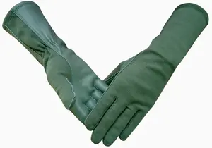 Gants de vol verts résistants à la chaleur en cuir et tissu tricoté en aramide, gants de sécurité pour pilotes - Product Image 2