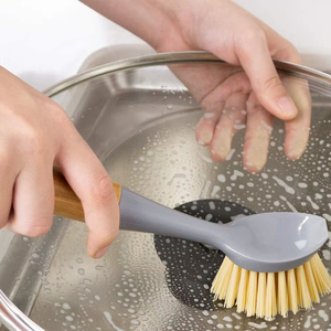 Long <strong>Handle</strong> Kitchen <strong>Scrub</strong> <strong>Brush</strong> for Pots Pans and Sink Cleaning Eco Friendly Bamboo <strong>Handle</strong> Dish <strong>Brush</strong> - Product Image 2